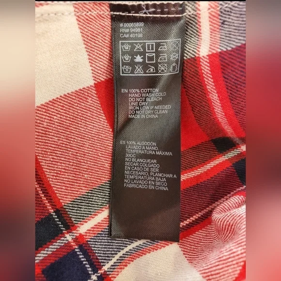 Red Plaid Flannel Shirt Sz 1x - Picture 3 of 4